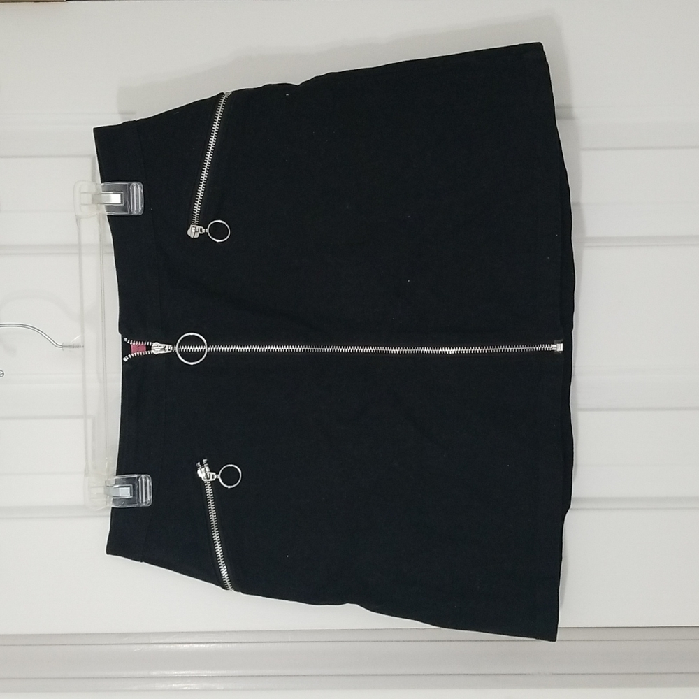 Black Mini Skirt with Full Frint Zip